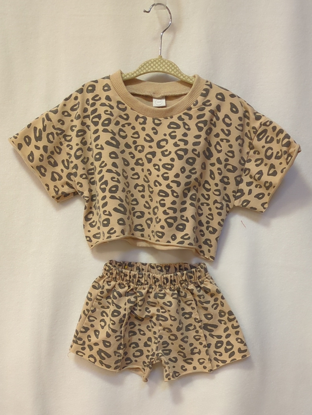 Leopard Print Two-Piece Set - Beige and Black